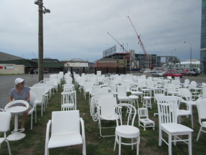 185 empty chairs for each person who lost their life on 22nd Feb 2011